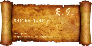 Róka Iván névjegykártya
